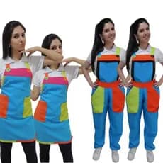 Kit 1 Macacões e 1 Aventais Para Festas Infantis Cor Azul Turquesa