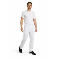 Calça Branca Profissional Brim Elástico Total Conforto Durabilidade Uniforme Trabalho Premium