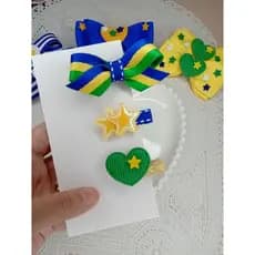 trio hair clips copa, bico de pato 100% encapado, laço infantil, acessórios infantil.
