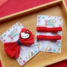 kit laço escolar, tema hello kit, 3 itens, acessórios infantis .
