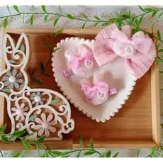 laço rosa páscoa + presilhas de coelho, kit com 3 produtos .