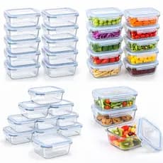 Kit de Potes de Vidro Herméticos Tampa de Silicone para Marmita Conservação de Alimentos