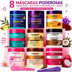 Kit 8 Máscaras Capilares Omega 500g Hidratação E Tratamento Sortidas