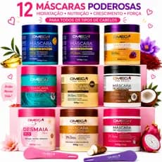 Kit 12 Máscaras Capilares Omega 500g Hidratação E Tratamento Sortidas