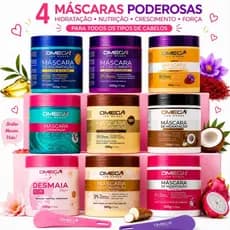 Kit 4 Máscaras Capilares Omega 500g Hidratação E Tratamento Sortidas