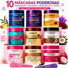 Kit 10 Máscaras Capilares Omega 500g Hidratação E Tratamento Sortidas