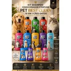 Kit Shampoo Condicionador E Perfume Pet Best Clean 10 Em 1 Cães Gatos Escolha A Fragrância