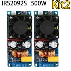 Kit 2 500W RMS Mono Amplificador Classe D Digital Monocanal Irs2092S Classe Dh Para Projetos Audio e Subwoofer