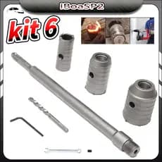 Kit Jogo Serra Copo 30 40 50 Mm Concreto Alvenaria Haste Sds Plus P/ Furadeira e Martelete