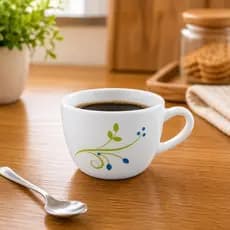 Conjunto Six Xicaras Cafe Ceramica 130ml Design Tropical Branca Elegante