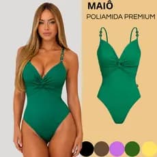 Maiô Feminino Praia Decote Nó Suplex Poliamida Premium Body Comfortável Disfarça Barriga Biquíni
