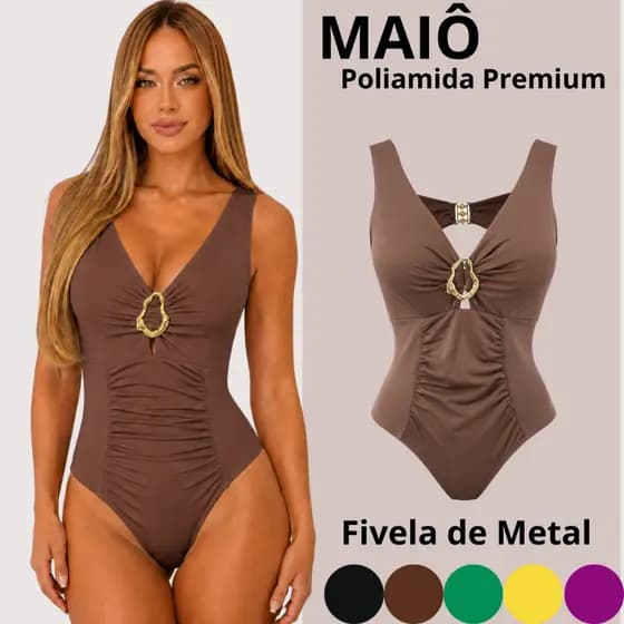 Maio Feminino Praia Biquini Body Costa Aberta Disfarça Barriga Modelador