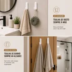 Suporte Gancho Adesivo Resistente para Toalhas Banheiro e Cozinha, minimalista decoração