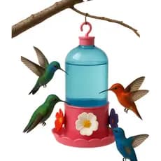 Bebedouro Beija Flor 250ml Floral Suporte Agua Plastico Resistente Pendurar Leve Ajustavel Encaixe Sem Vazamentos