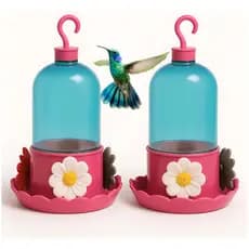 Kit 2 Bebedouros Beija Flor 250ml Suportes Agua Plastico Resistente Floral Anti-Abelhas Antivazamentos Encaixe Pendurar