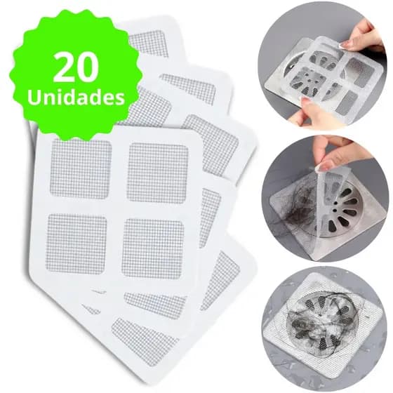 Kit 20 Tela Para Ralo 10X10CM Protetora Adesiva Banheiro Proteção Cabelo Anti Inseto Rato Barata Higiene