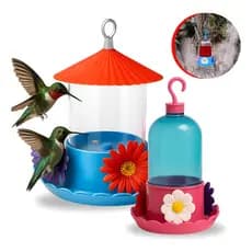 Kit Bebedouros Beija Flor 750ml 250ml Suportes Resistente Agua Plasticos Antivazamentos Gaiola Pendurado Encaixe Seguro
