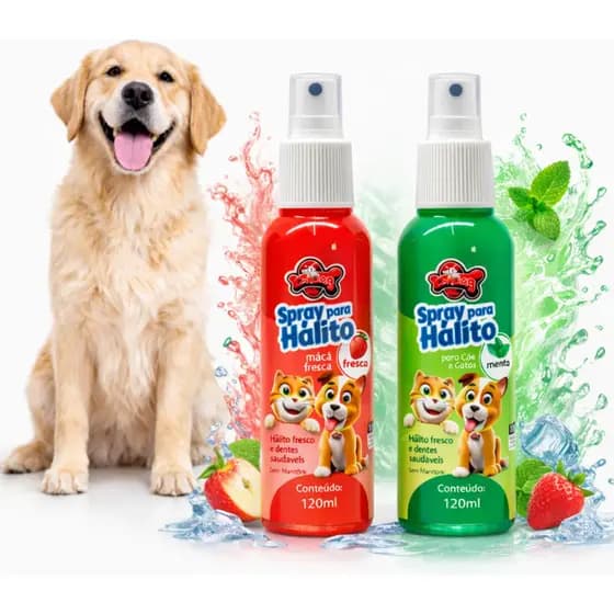 Kit 3 Borrifador Aplicação Spray Bucal 120ml Higiene Pets Mau Halito Sortidos Higienização Clean Refrescante Cachorros