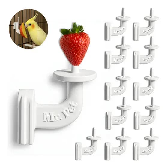 Kit 12 Portas Frutas Alimentador Suporte Plastico Passaros Porta Legumes Penduravel Encaixe Ornamental Leve Seguro