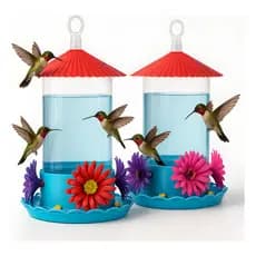 Kit 2 Bebedouro Beija Flor 750ml Floral Suporte Leve Plastico Resistente Anti-Abelhas Antivazamentos Pendurar Montavel