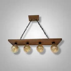 Luminária Pendente Madeira Rústica Industrial Loft 70cm  para 4 lâmpadas