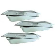 3 Cuba Gastronomica Inox com tampa 1/3x65 Gn Buffet Cozinha