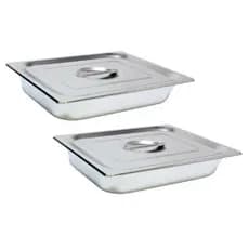 2 Cuba Gastronomica Inox com tampa 1/2x65 Gn Buffet Cozinha