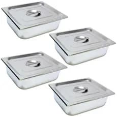 4 Cuba Gastronomica Inox com tampa 1/2x100 Gn Buffet Cozinha
