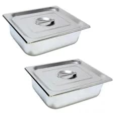 2 Cuba Gastronomica Inox com tampa 1/2x100 Gn Buffet Cozinha