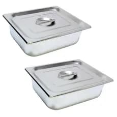 2 Cuba Gastronomica Inox com tampa 1/2x150 Gn Buffet Cozinha