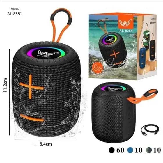 Caixa De Som Bluetooth Portátil Altomex Al-8381 Impermeável Preto 127/220v Caixa De Som Bluetooth Portátil Altomex Al-83