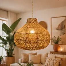 Lustre Rustico Premium Luxo 45cm LED Completo Pendente de Teto Sala Jantar Varanda