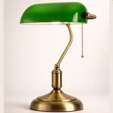 Abajur Estilo Banqueiro Verde Vidro Base Dourada Escritorio Classico Bivolt