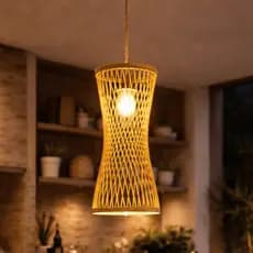 Lustre Teto Palha Bambu Orgânico Moderno Restaurante Varanda Decorativo Bivolt