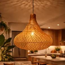 Lustre Rustico de Madeira Acabamento Premium Luxo Moderno para Cozinha Sala de Jantar Bivolt