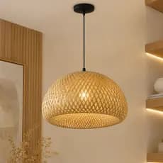 Luminaria Pendente Lustre Artesanal 43cm para Sala Jantar Cozinha com Lâmpada Luz Quente Bivolt
