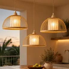 Kit 3 Luminárias Rusticas Estilo Japonesa Restaurante Casa Decorativas Bivolt