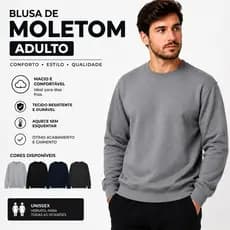 Blusa Moletom Careca Gola Redonda Unissex Casual Masculino Feminino Algodão Blusa de Frio