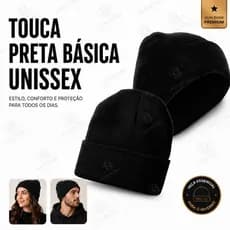 Touca Preta De Frio Básica Lã Gorro Lisa Adulto Inverno