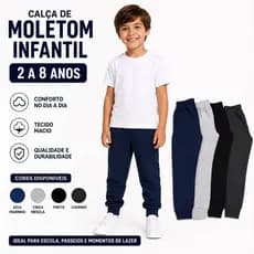 Calças Infantil  Criança Moletom Menina Menino Premium Super Confortável 2 a 8 Anos Unissex