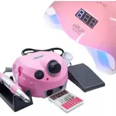 motor lixa elétrica 35000rpm cor rosa + cabine sun one S pro Led/uv bivolt/cor brancon