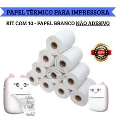 Kit 10 Bobinas Térmica 57x30mm Não Adesivo Branco Rolo Para Mini Impressora Portátil
