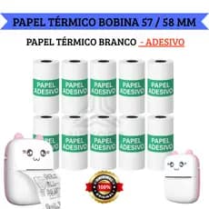 Bobina Térmica Adesivo Rolo De Papel Branco Refil Para Mini Impressora Portátil e Câmera Instantânea