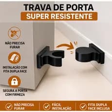 Trava Para Porta Fixador Prendedor de Porta Acompanha Fita Dupla Face