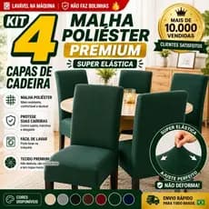 Capas de Cadeira Malha Premium Gel Elástica Kit 4 cadeira Lisa  Sala de Jantar Antisujeira