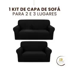 Capa Para Sofá Coladinha 2 e 3 Lugares Lisa Malha Fria Gel King Premium Kit Com 2 Capas Poliéster