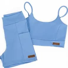 Conjunto Academia Feminino Short E Top Cintura Alta Treino Corrida Fitness Poliamida Zero Transparência