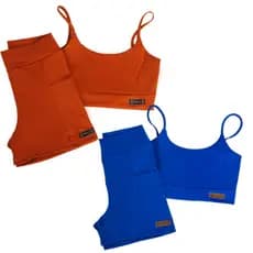 Kit 2 Conjunto Fitness Feminino Short Com Bolso + Top Suplex Academia