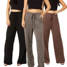 Kit 3 Calça Pantalona Feminina Flare com Bolso Cintura Alta Social Premium pra Outono/Inverno