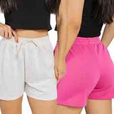 Kit 2 Shorts Moletom Feminino Confortável Bermuda Casual ideal para o dia a dia e laze